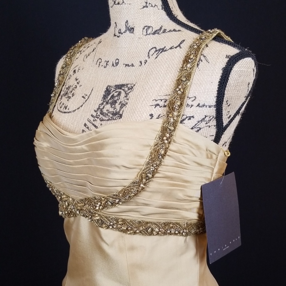 Chris Kole Couture silk gold gown style 4473 sz 6